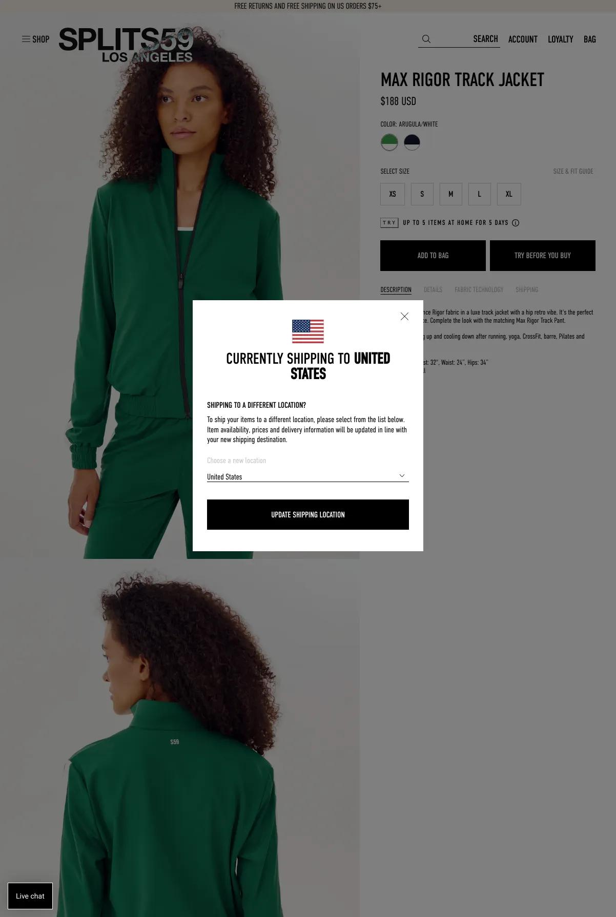 Screenshot 3 of Splits59 (Example Shopify Clothing Website)