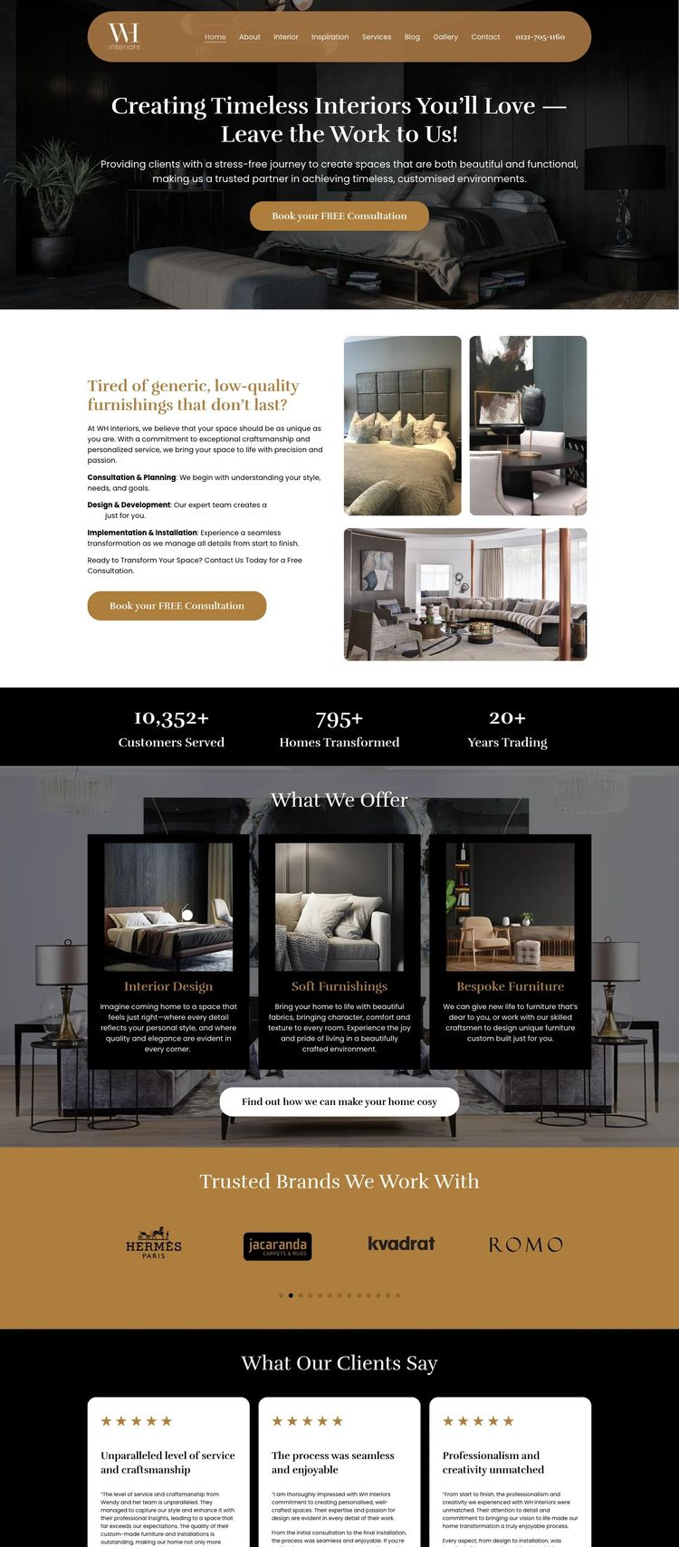 Screenshot 2 of WH Interiors (Example WordPress Interior Designer Website)