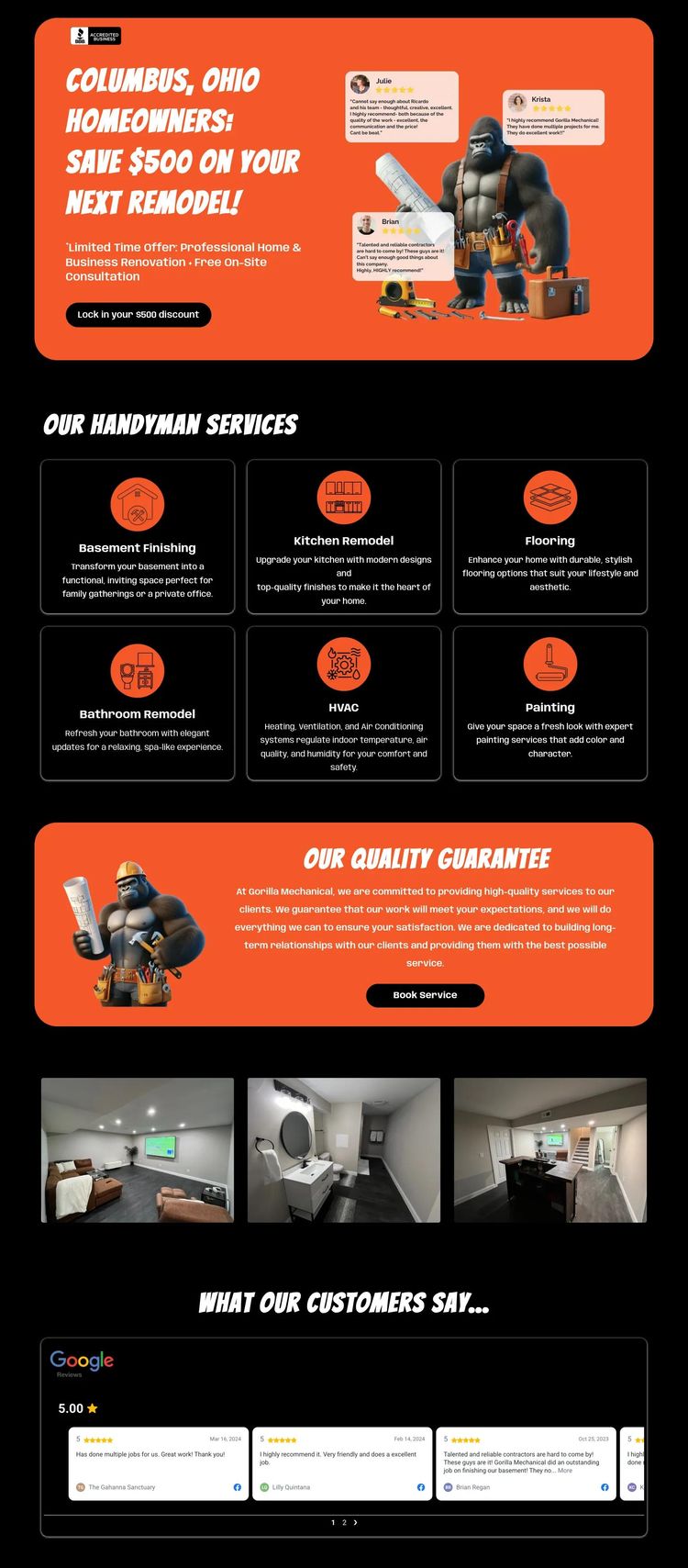Screenshot 2 of Gorilla Mechanical (Example Vue General Contractor Website)