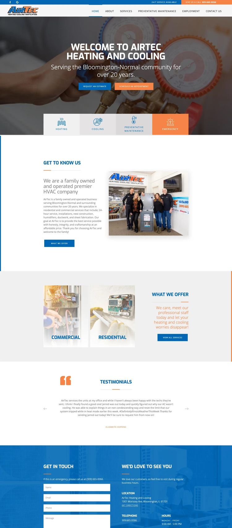 Screenshot 1 of AirTec (Example Webflow HVAC Website)