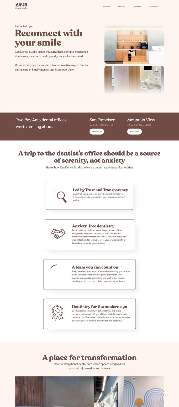 Screenshot 2 of Zen Dental Studio (Example Webflow Dentist Website)