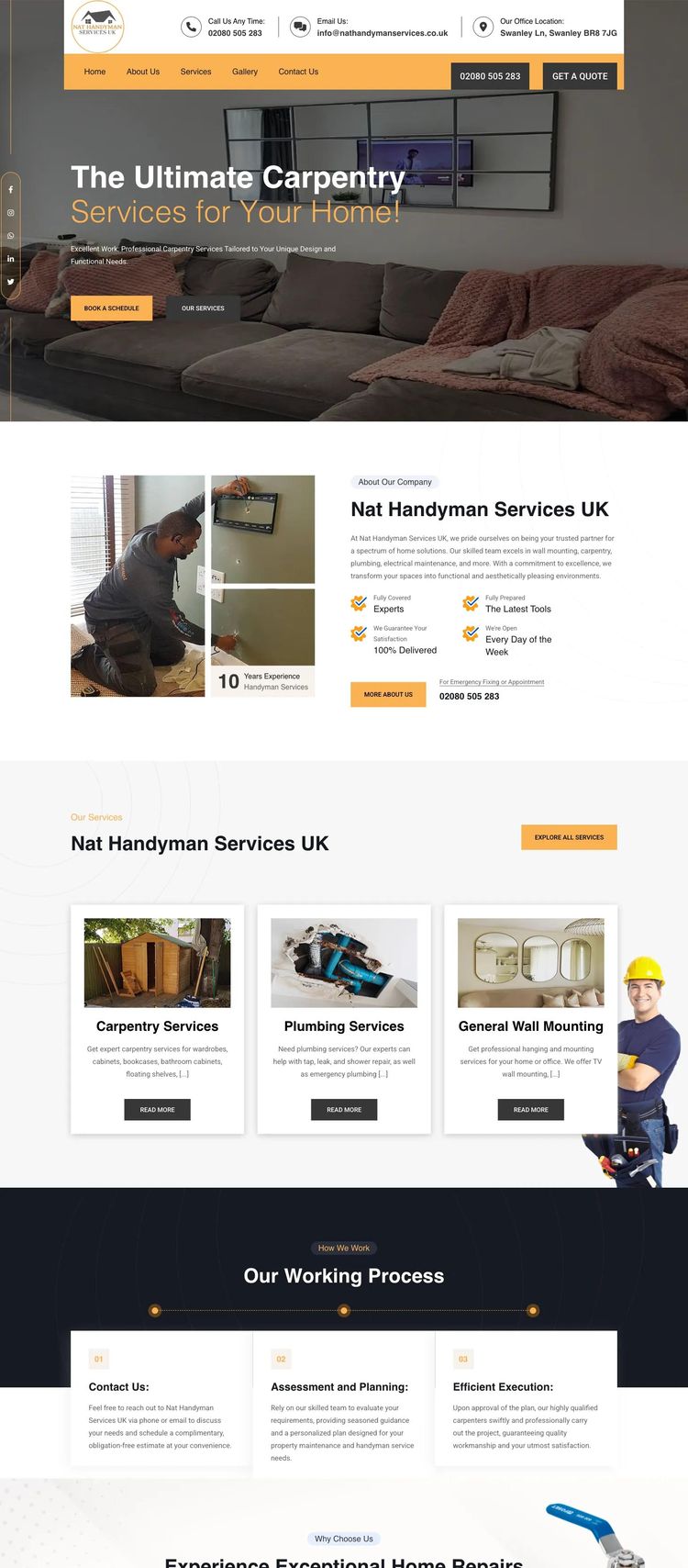 Screenshot 2 of Nat Handyman Services UK (Example WordPress Handyman Website)
