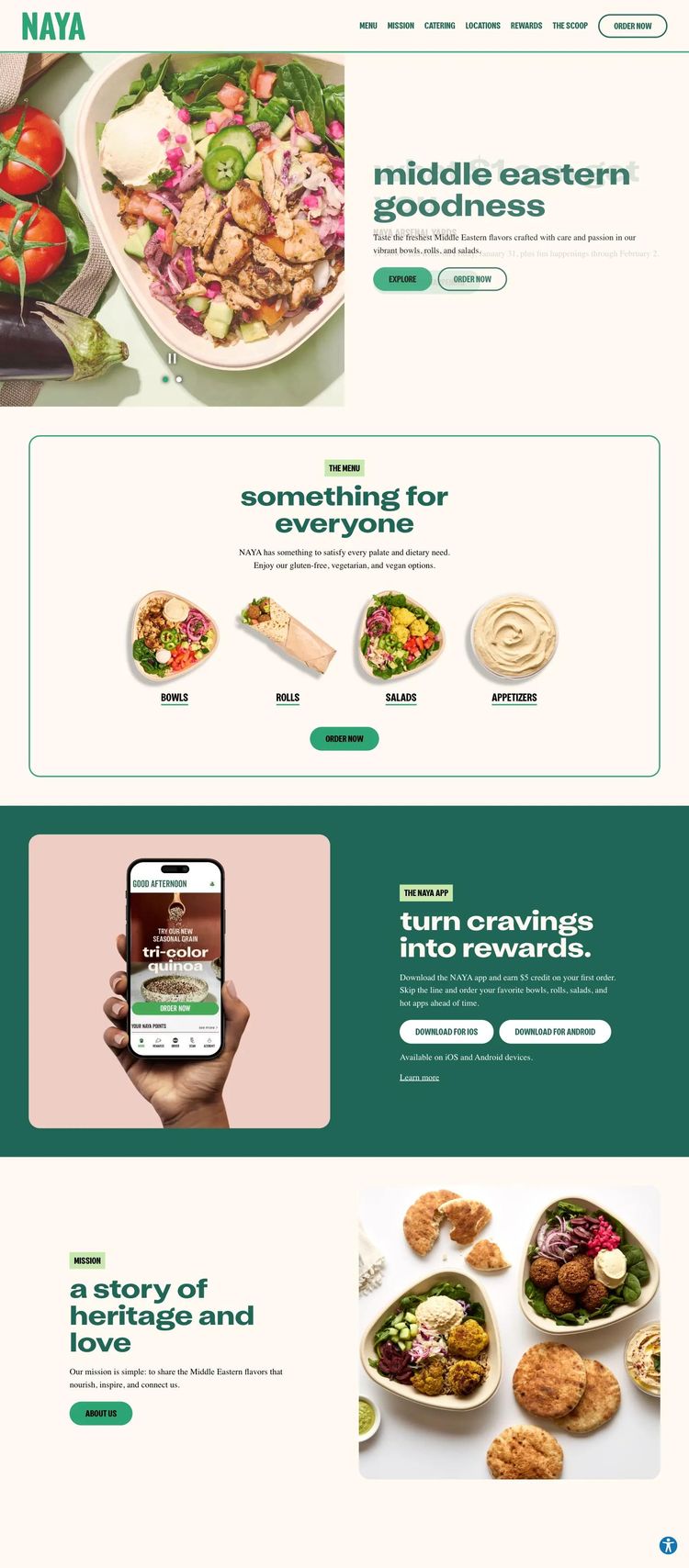Screenshot 1 of NAYA (Example Squarespace Restaurant Website)