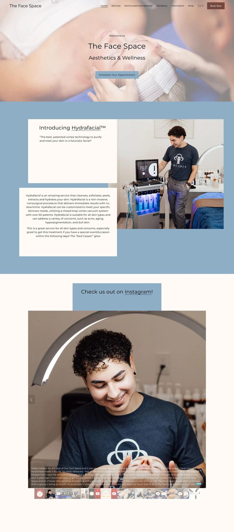 Screenshot 1 of The Face Space (Example Squarespace Esthetician Website)
