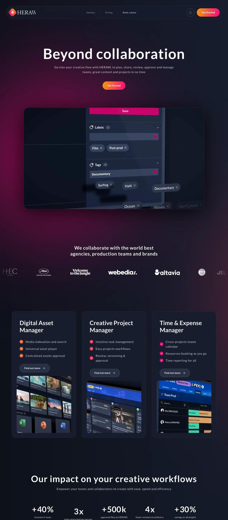 Screenshot 2 of HERAW (Example Framer Productivity and Collaboration Website)