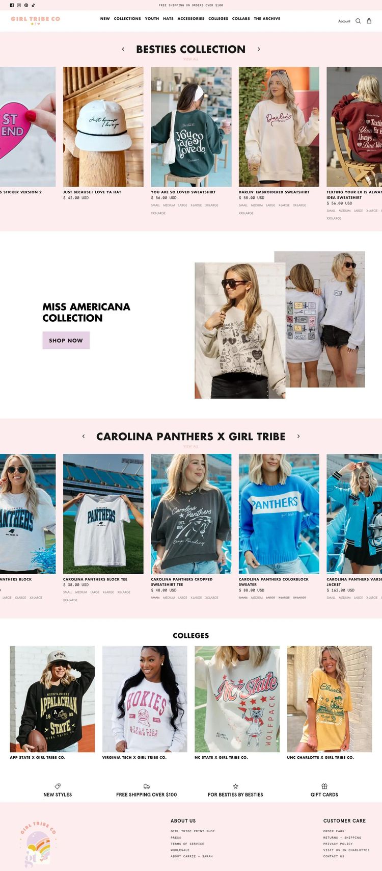 Screenshot 1 of Girl Tribe Co. (Example Shopify Clothing/Fashion Website)