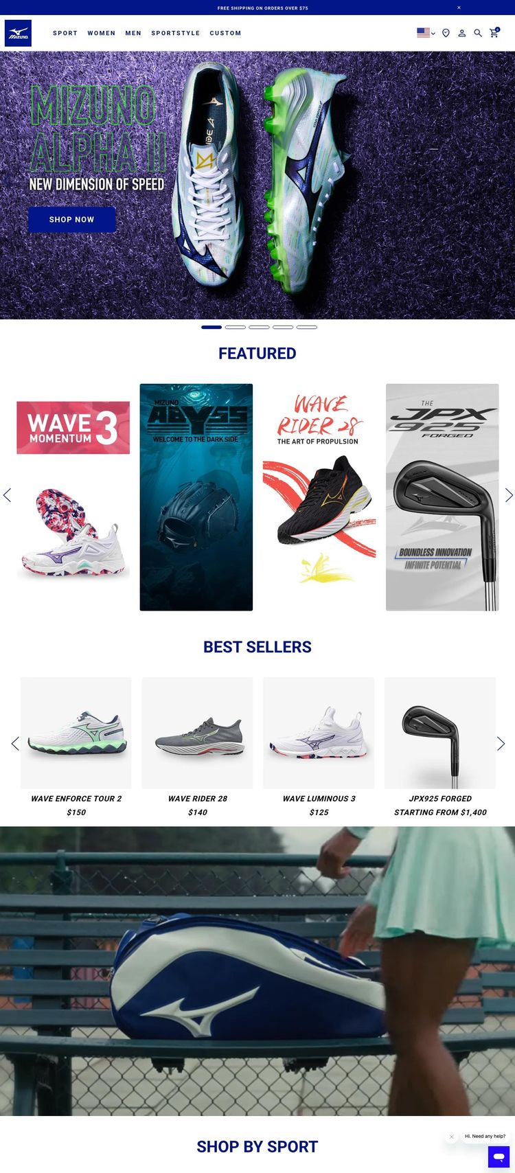 Screenshot 1 of Mizuno (Example undefined Sports Equipment Website)