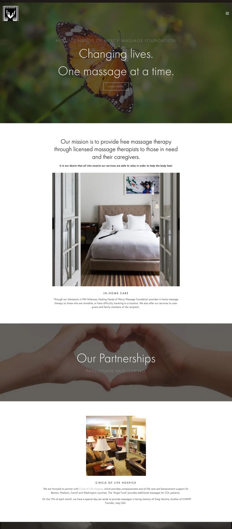 Screenshot 2 of Healing Hands of Mercy Massage Foundation (Example Squarespace Nonprofit Organization Website)