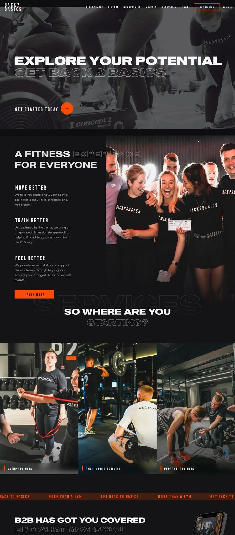 Screenshot 1 of Back2Basics (Training) (Example Webflow Fitness Website)