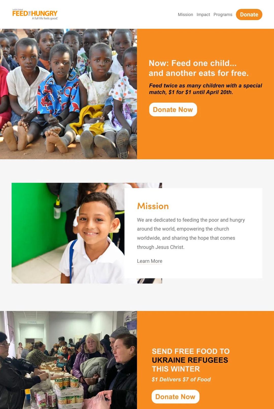 Screenshot 1 of Feed The Hungry (Example Squarespace Nonprofit Website)