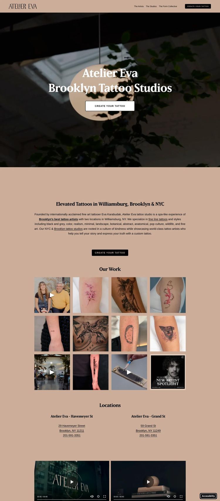 Screenshot 1 of Atelier Eva (Example Squarespace Tattoo Artist/Studio Website)