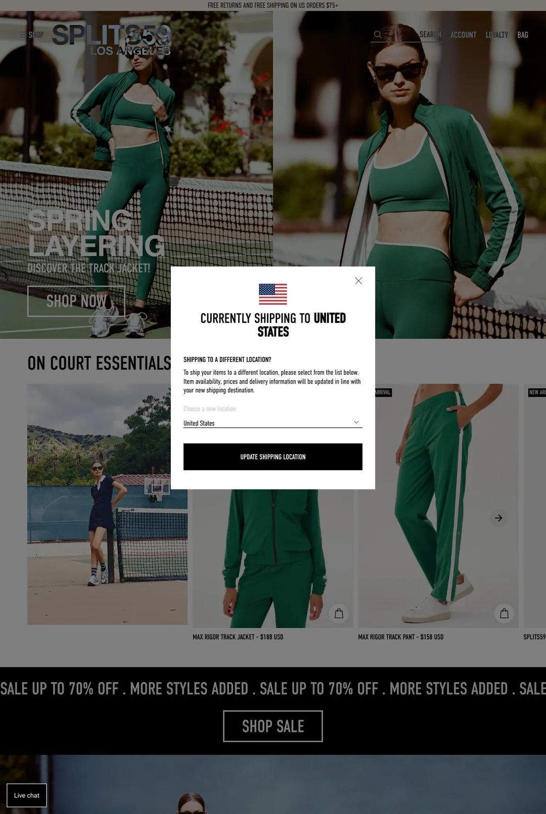 Screenshot 1 of Splits59 (Example Shopify Clothing Website)