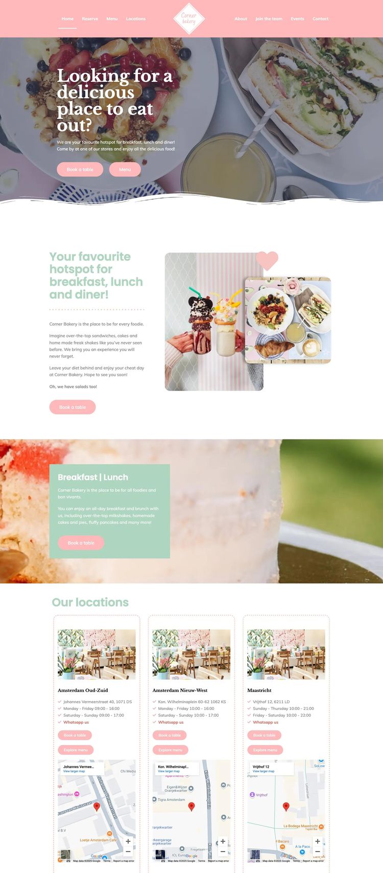 Screenshot 2 of Corner Bakery (Example WordPress Restaurant Website)