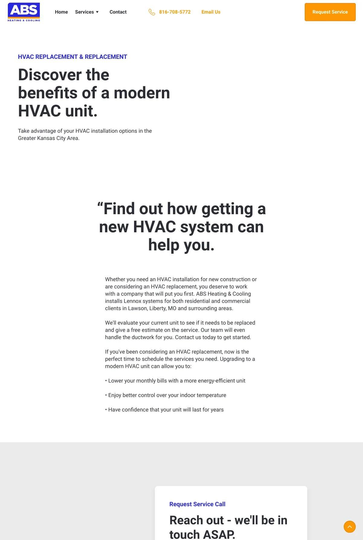 Screenshot 2 of ABS Heating & Cooling (Example Webflow HVAC Website)
