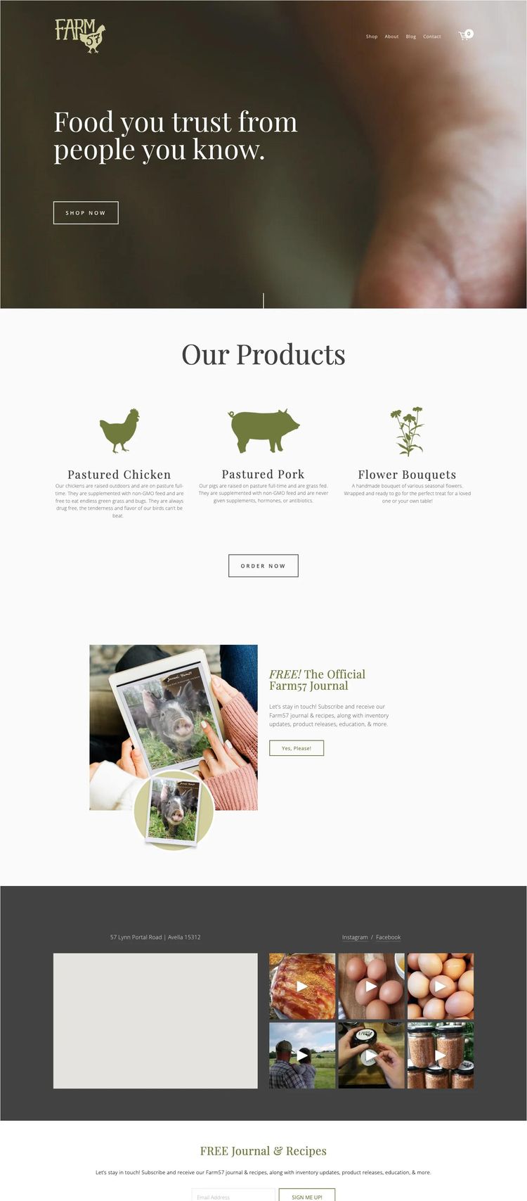 Screenshot 2 of Farm57 (Example Squarespace Food and Beverage Website)