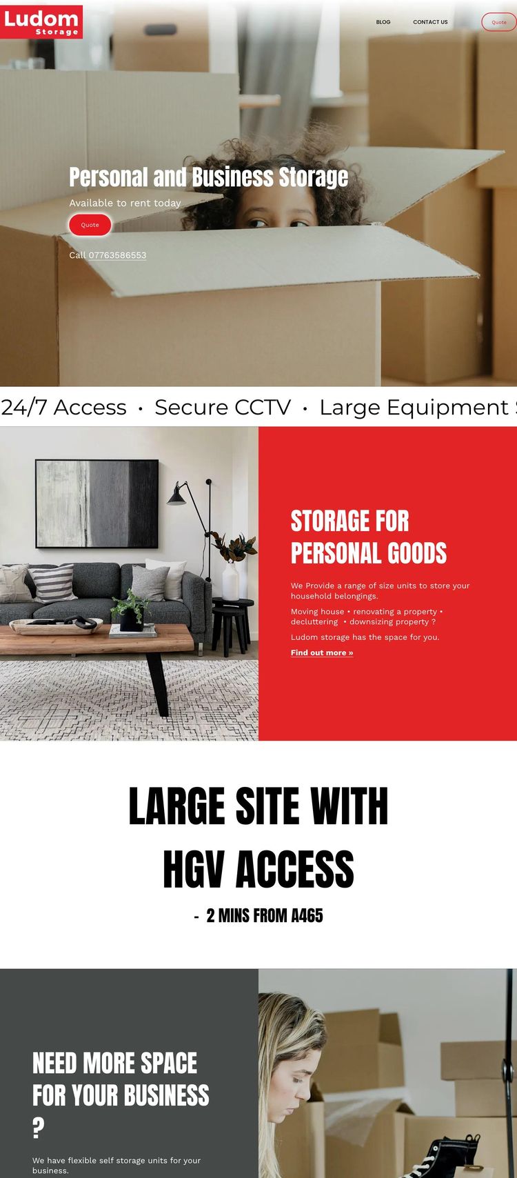 Screenshot 2 of Ludom Storage (Example Squarespace Storage Facility Website)