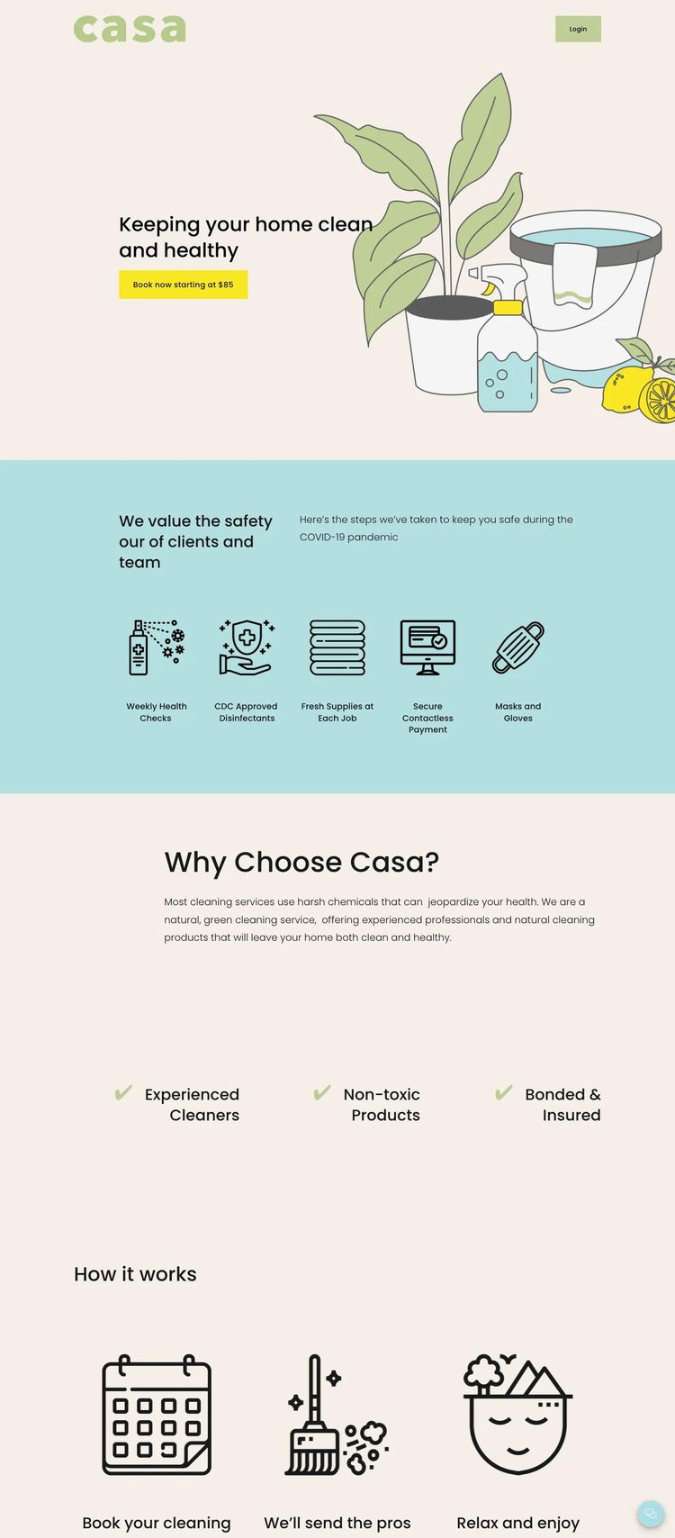 Screenshot 1 of Green Cleaning Service (Example Squarespace Cleaning Services Website)