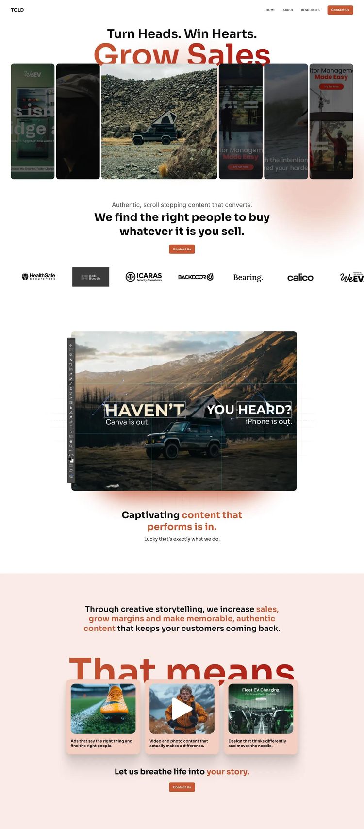 Screenshot 2 of TOLD (Example Webflow Marketing Agency Website)