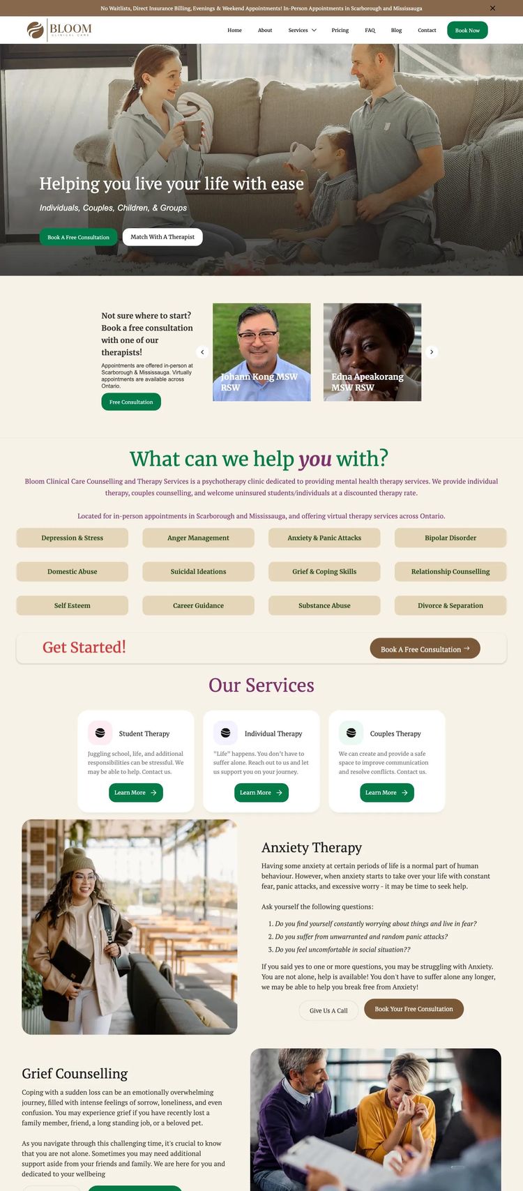 Screenshot 2 of Bloom Clinical Care (Example Webflow Health and Wellness Website)