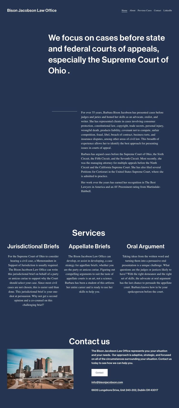 Screenshot 1 of Bison Jacobson Law Office (Example Squarespace Law Firm Website)