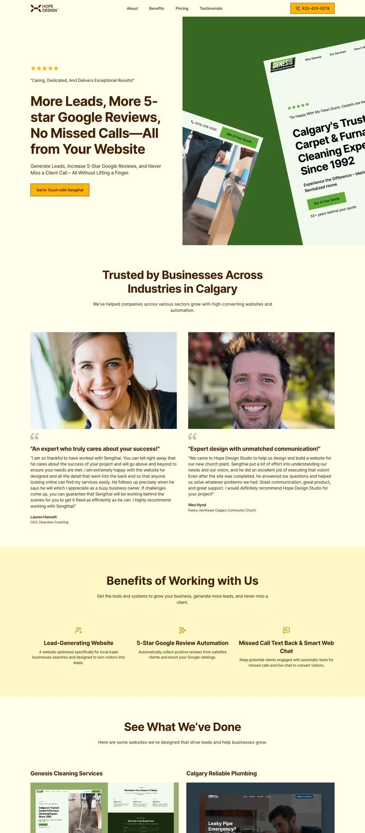 Screenshot 1 of Hope Design Studio (Example Webstudio Website)