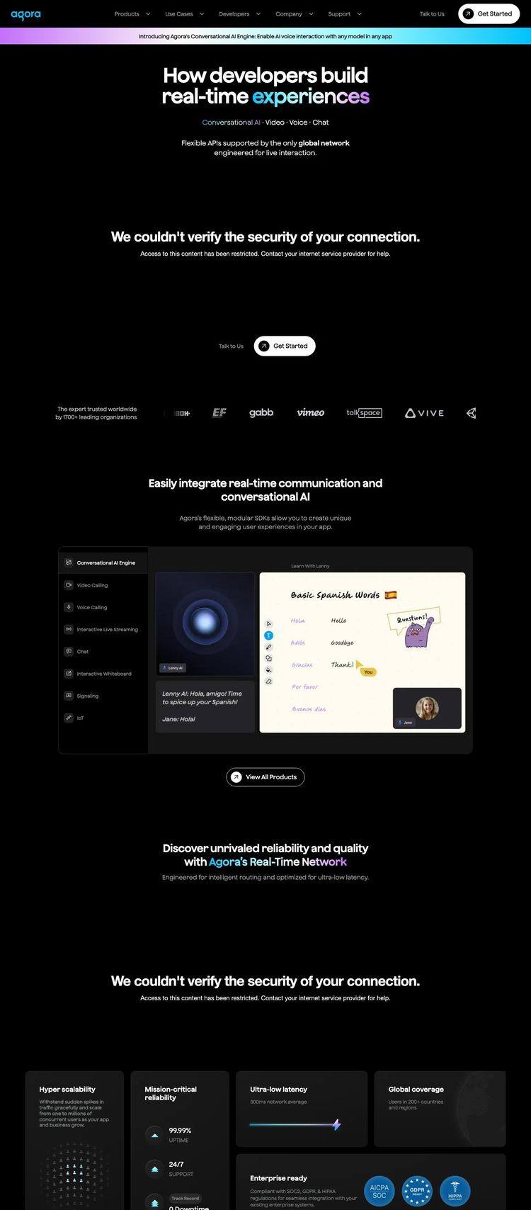 Screenshot 2 of Agora (Example Webflow Developer Tools Website)