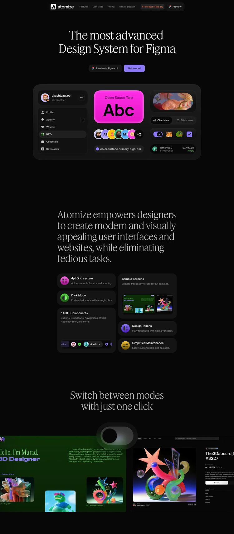 Screenshot 2 of Atomize Design (Example Framer Design Agency/Studio Website)