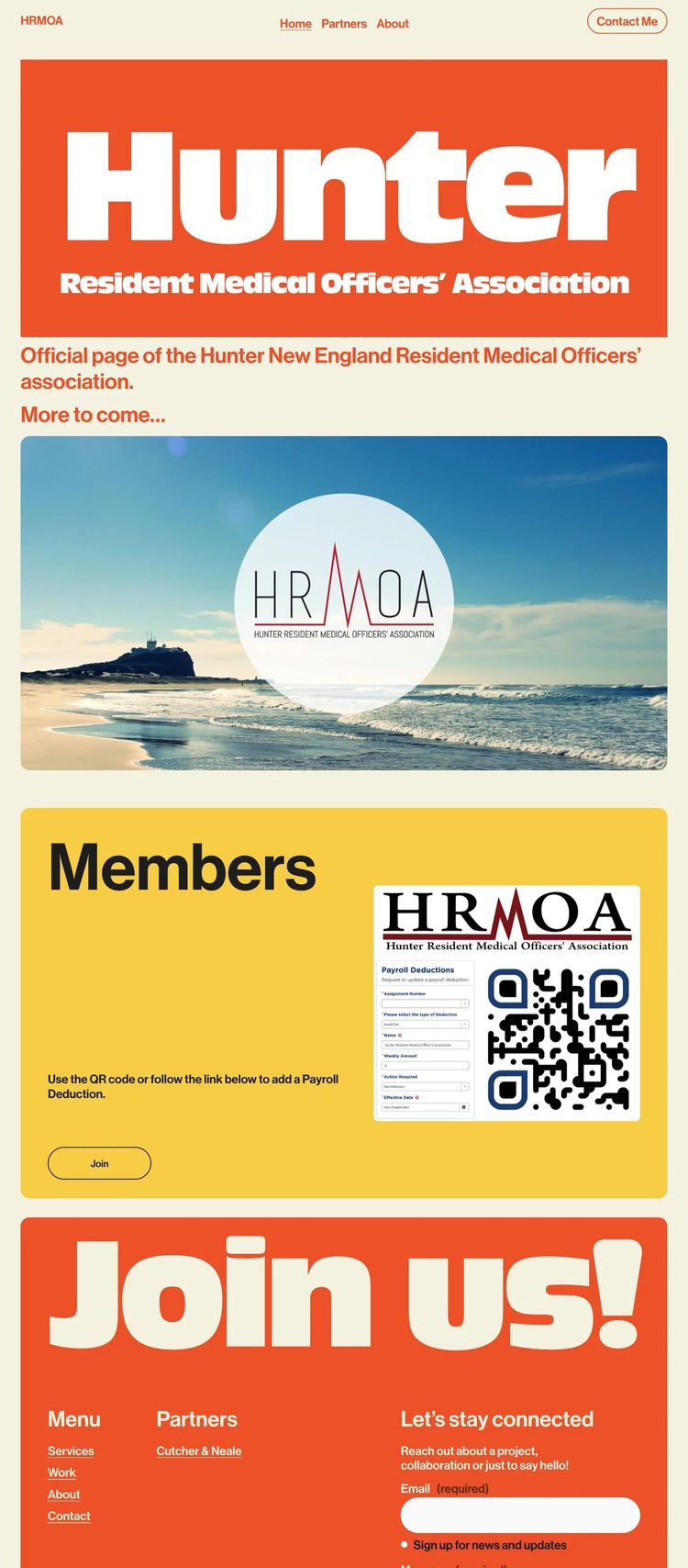 Screenshot 2 of Hunter New England Resident Medical Officers’ Association (Example Squarespace Nonprofit Organization Website)