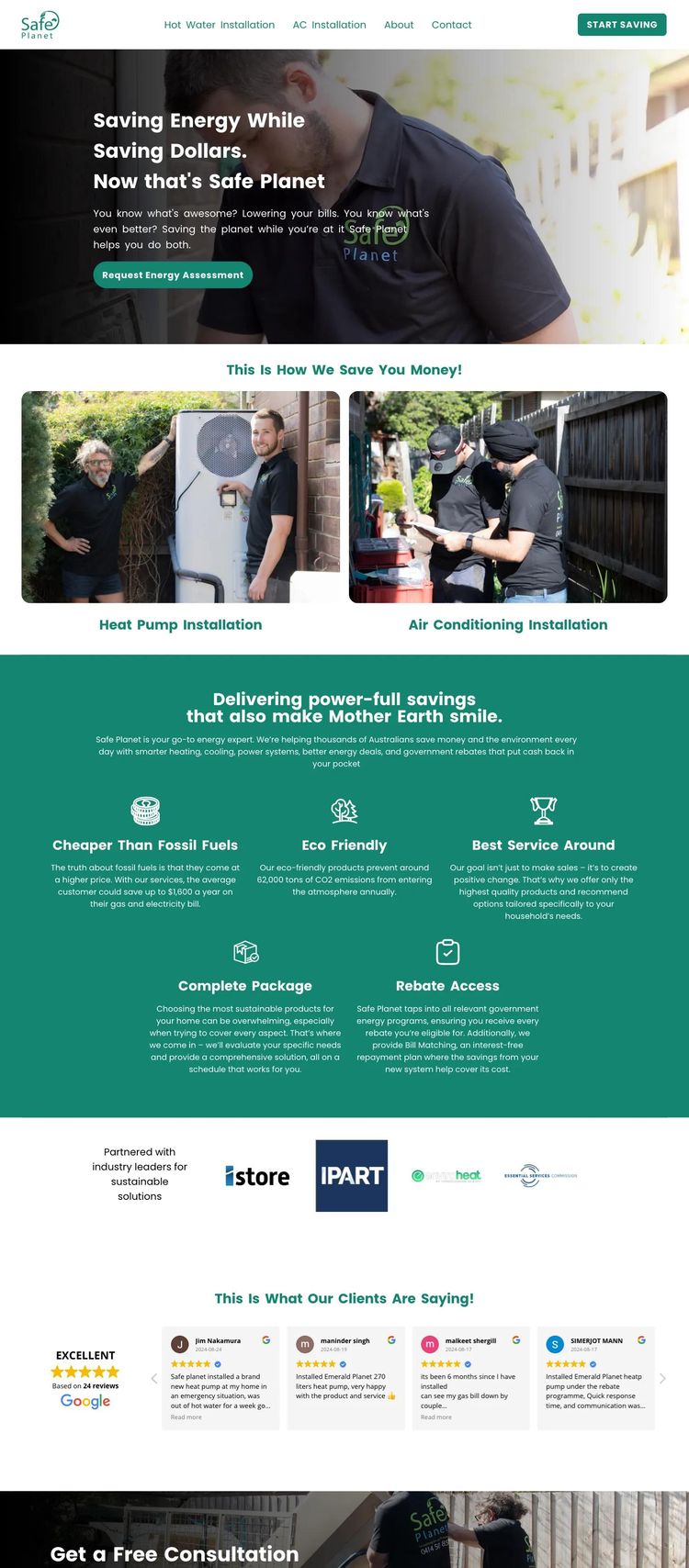 Screenshot 2 of Safe Planet (Example WordPress Solar Website)