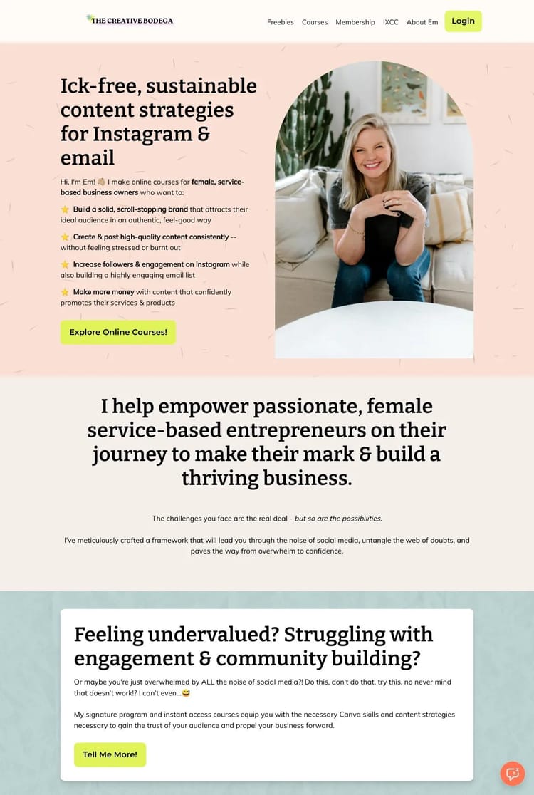 Screenshot 1 of The Creative Bodega (Example Podia Website)