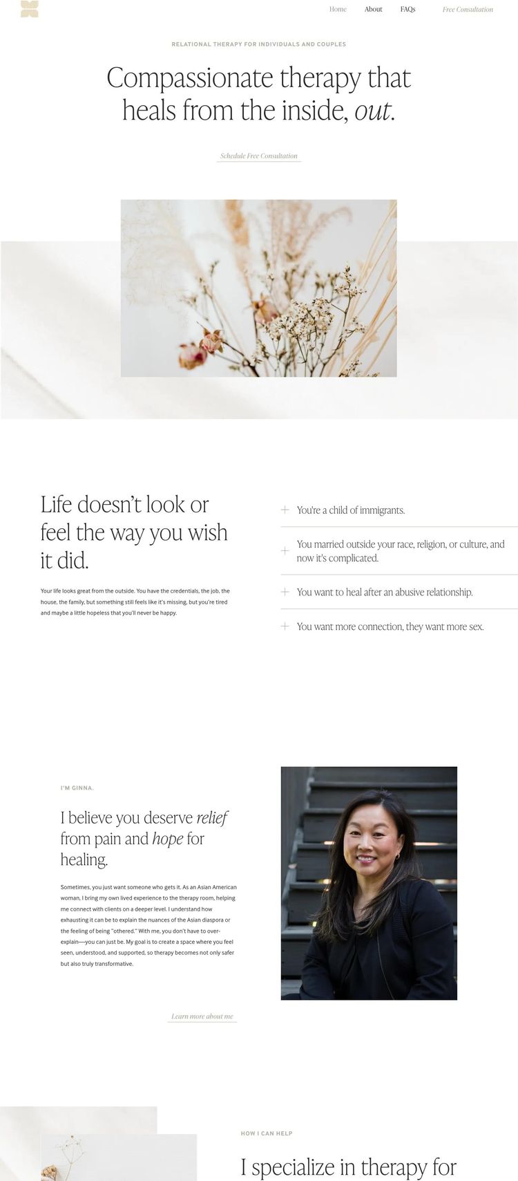 Screenshot 2 of Hibiscus DFW (Example Squarespace Therapist Website)