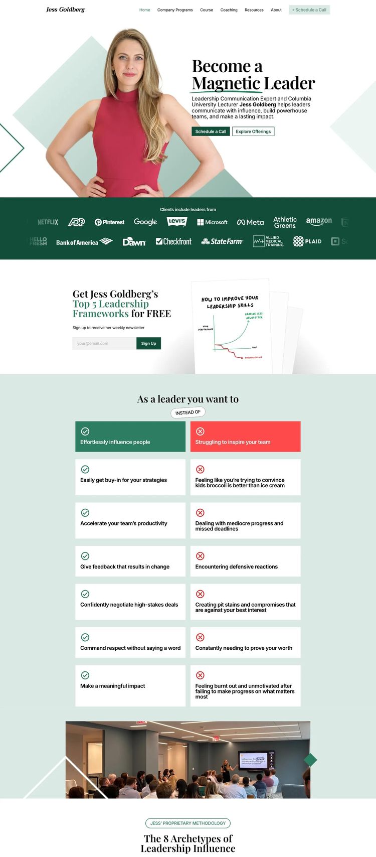 Screenshot 2 of Jess Goldberg (Example Framer Life/Business Coach Website)