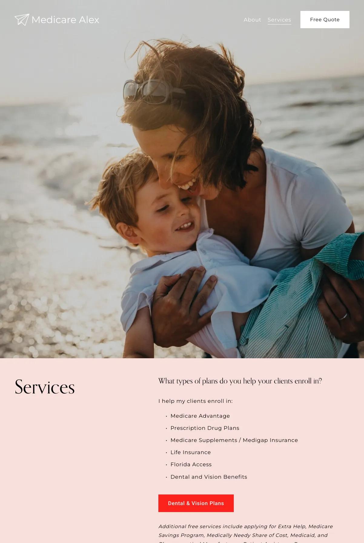 Screenshot 2 of Medicare Alex (Example Squarespace Insurance Agent Website)