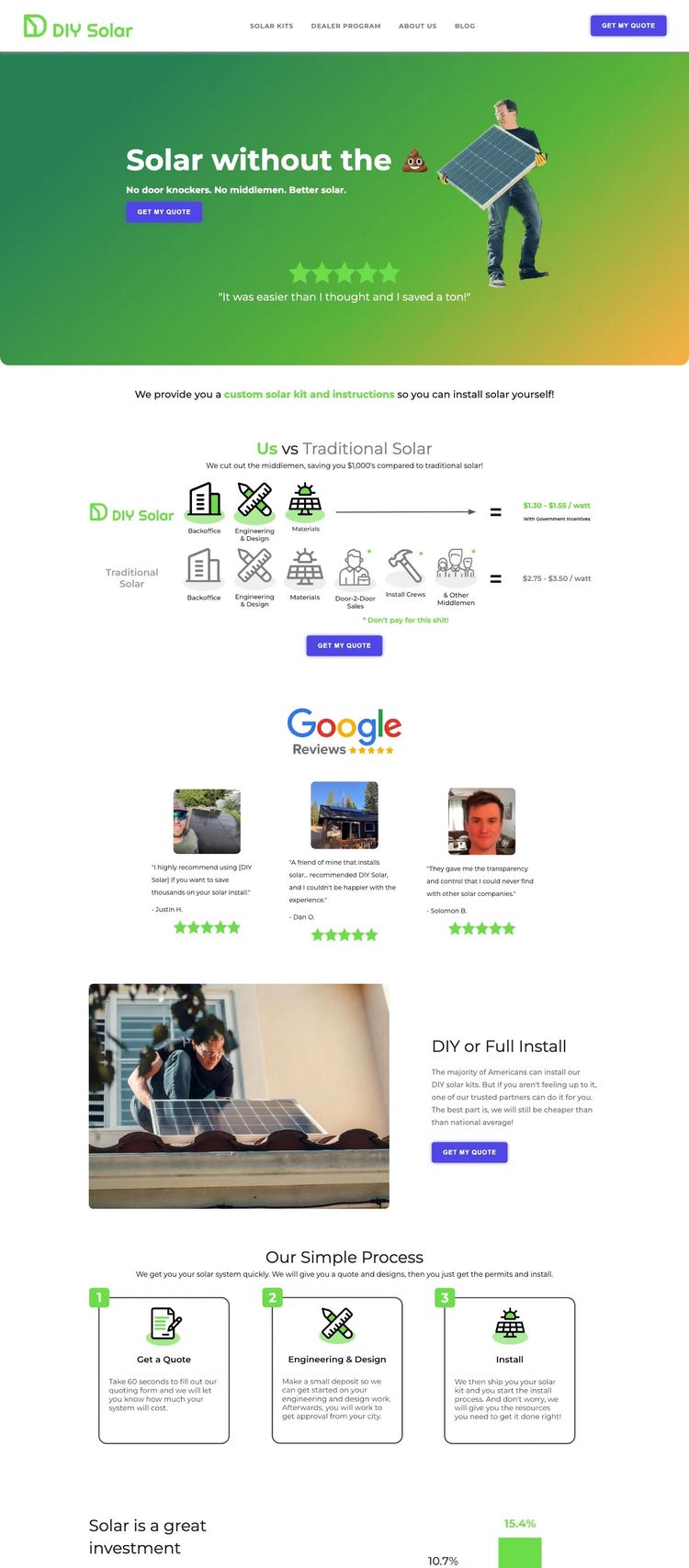 Screenshot 2 of DIY Solar (Example Webflow Solar Website)