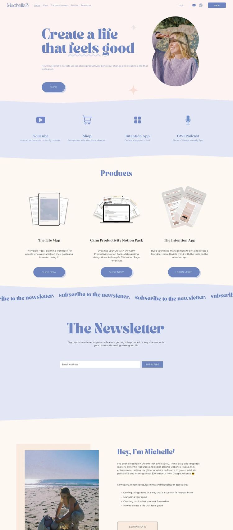 Screenshot 2 of MuchelleB (Example Squarespace Online Course Creator Website)