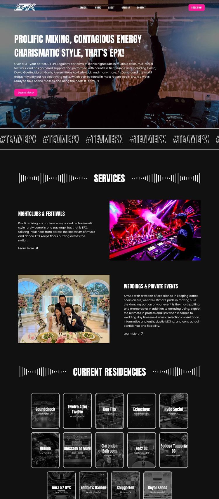Screenshot 2 of DJ EPX (Example Squarespace DJ/Entertainment Website)