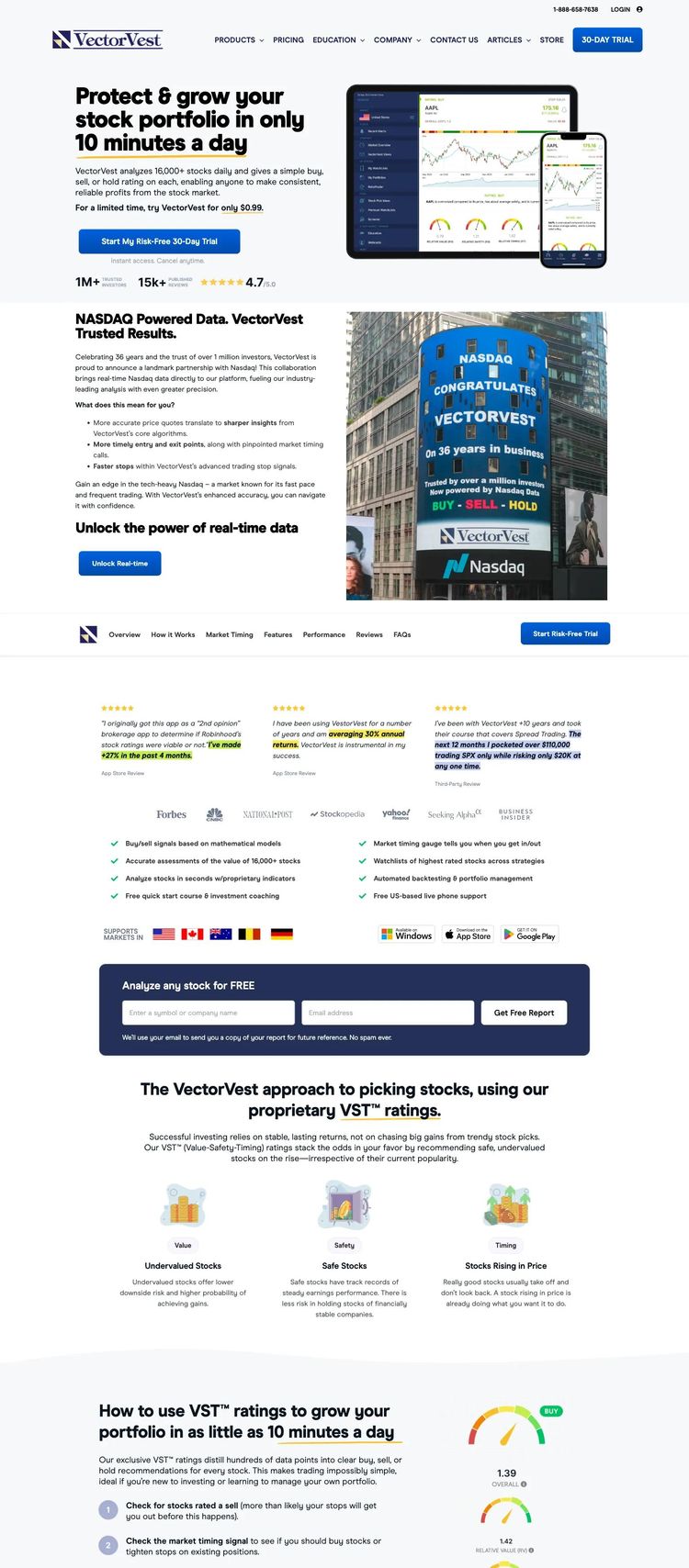 Screenshot 2 of VectorVest (Example Framer Financial Advisor Website)