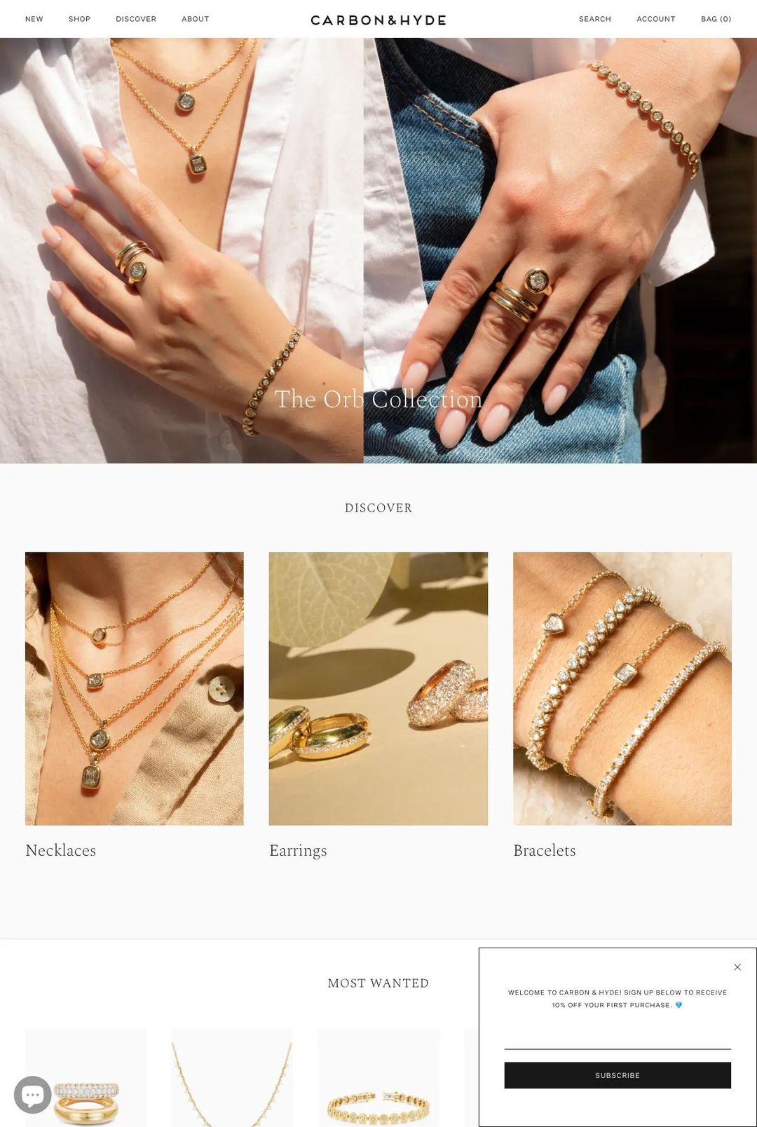Screenshot 1 of Carbon & Hyde (Example Shopify Jewelry Website)