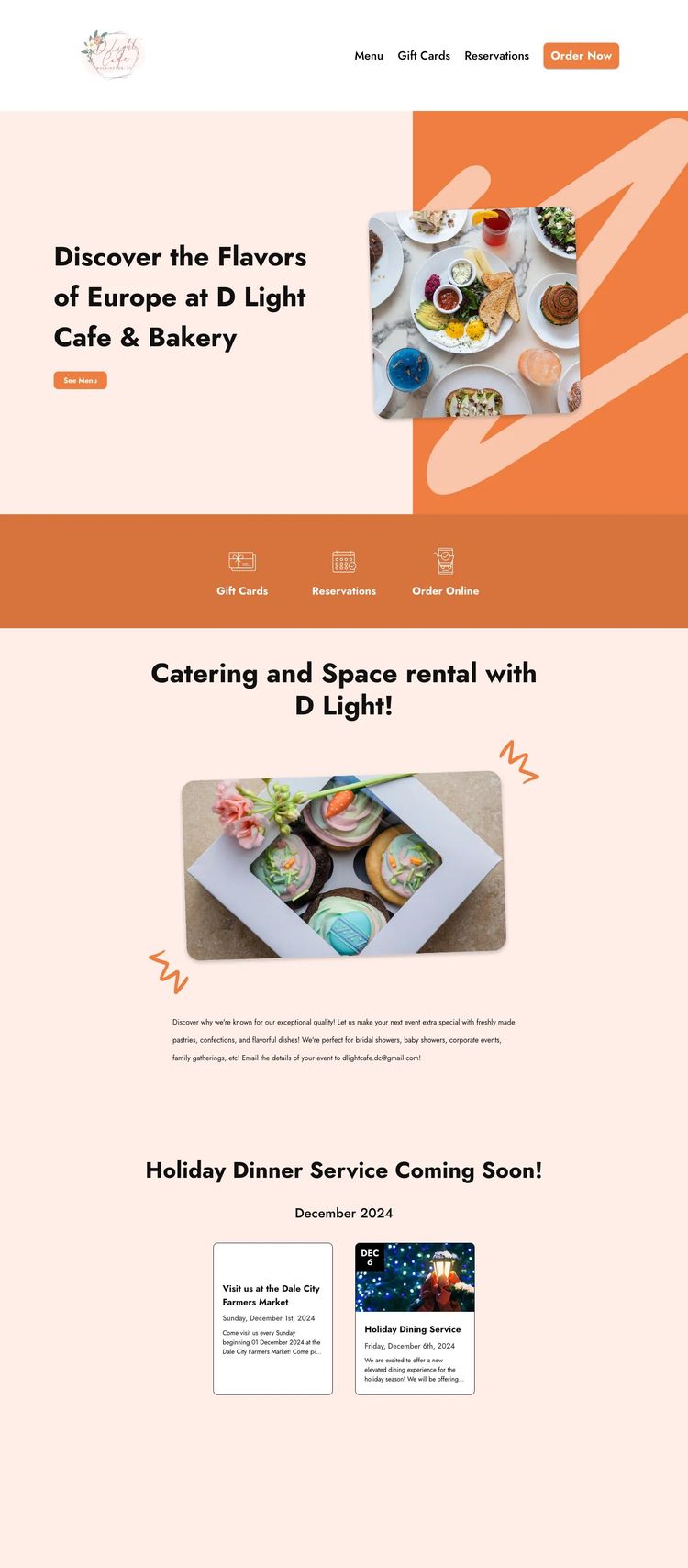 Screenshot 2 of D Light Cafe & Bakery (Example Next.js Bakery Website)