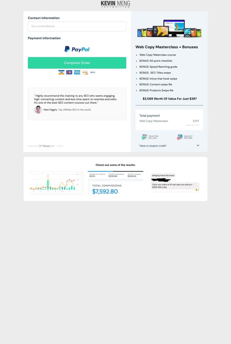 Screenshot 1 of Kevin Meng (Example ThriveCart Website)