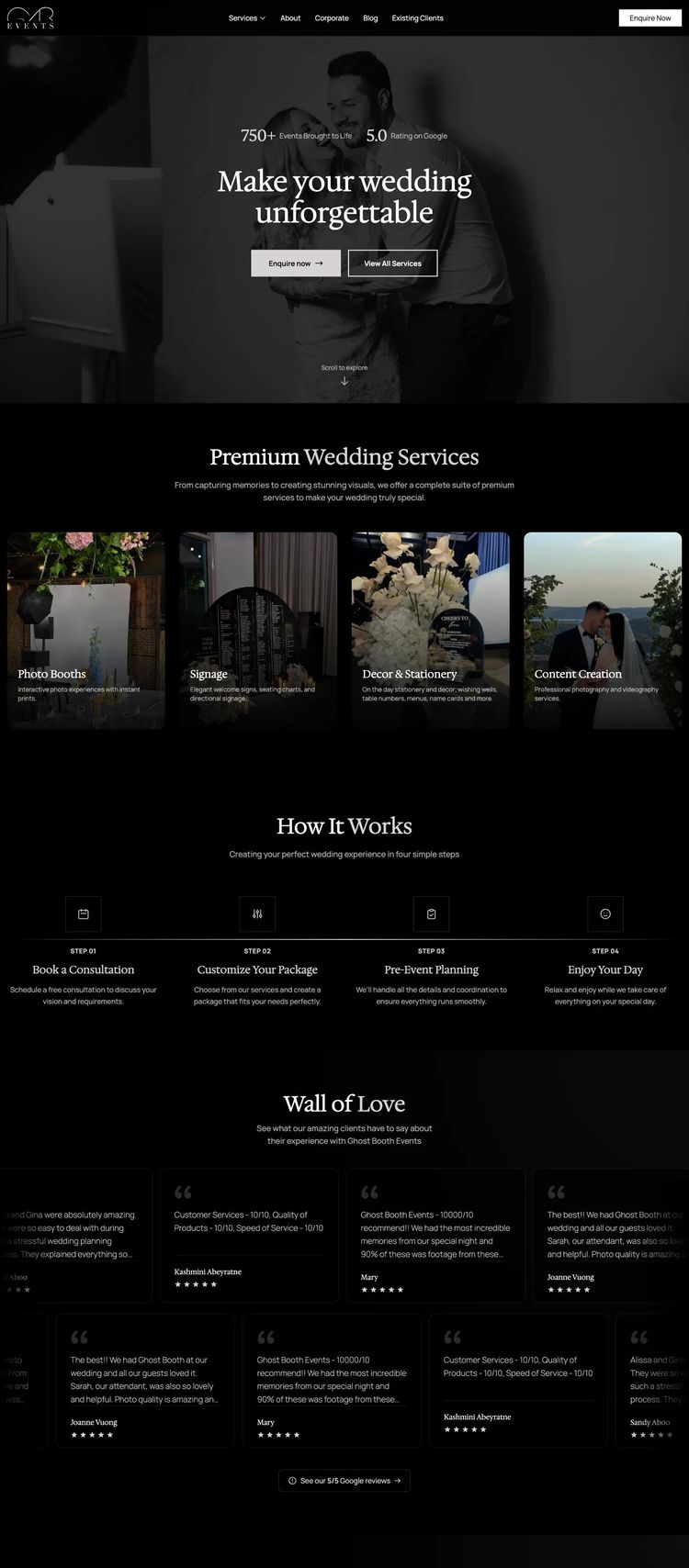 Screenshot 2 of Ghost Booth Events (Example Astro Wedding Website)