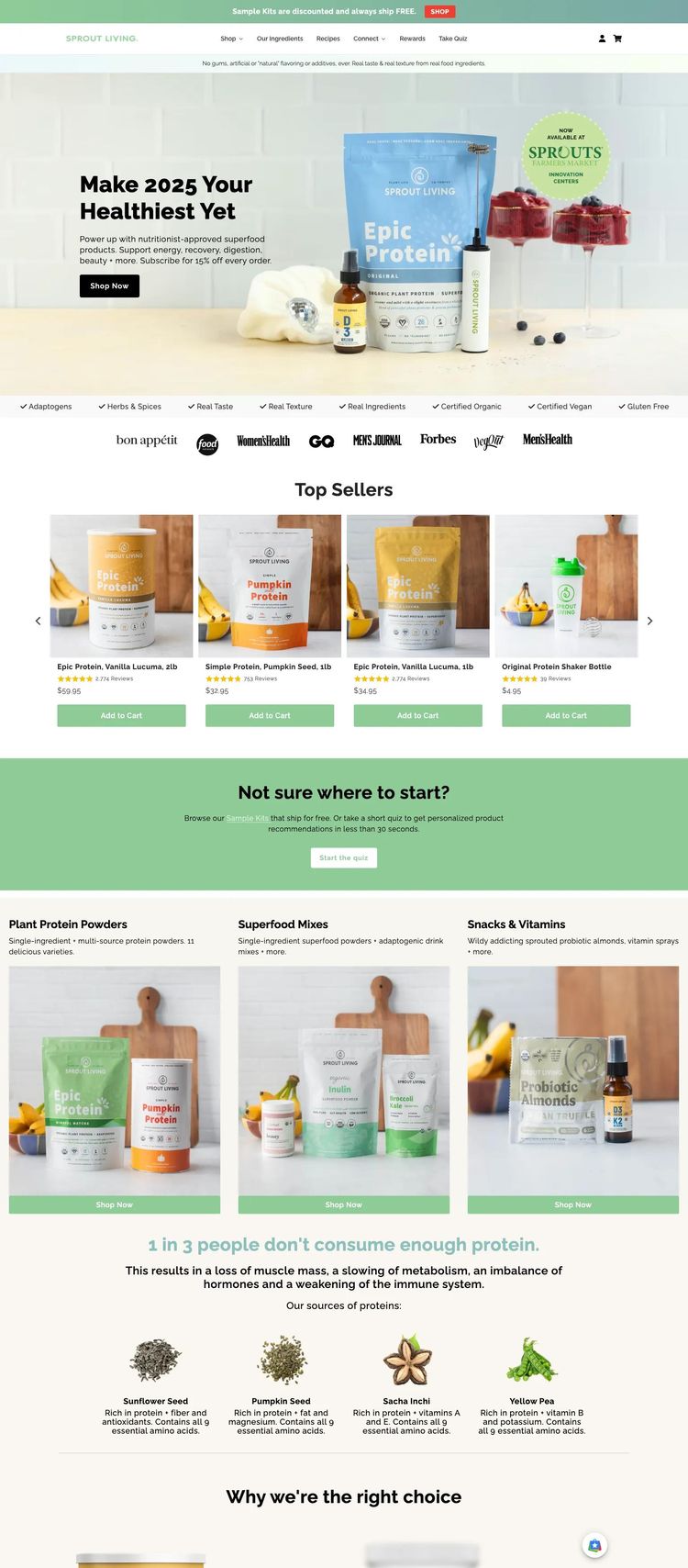 Screenshot 2 of Sprout Living (Example Shopify Food and Beverage Website)