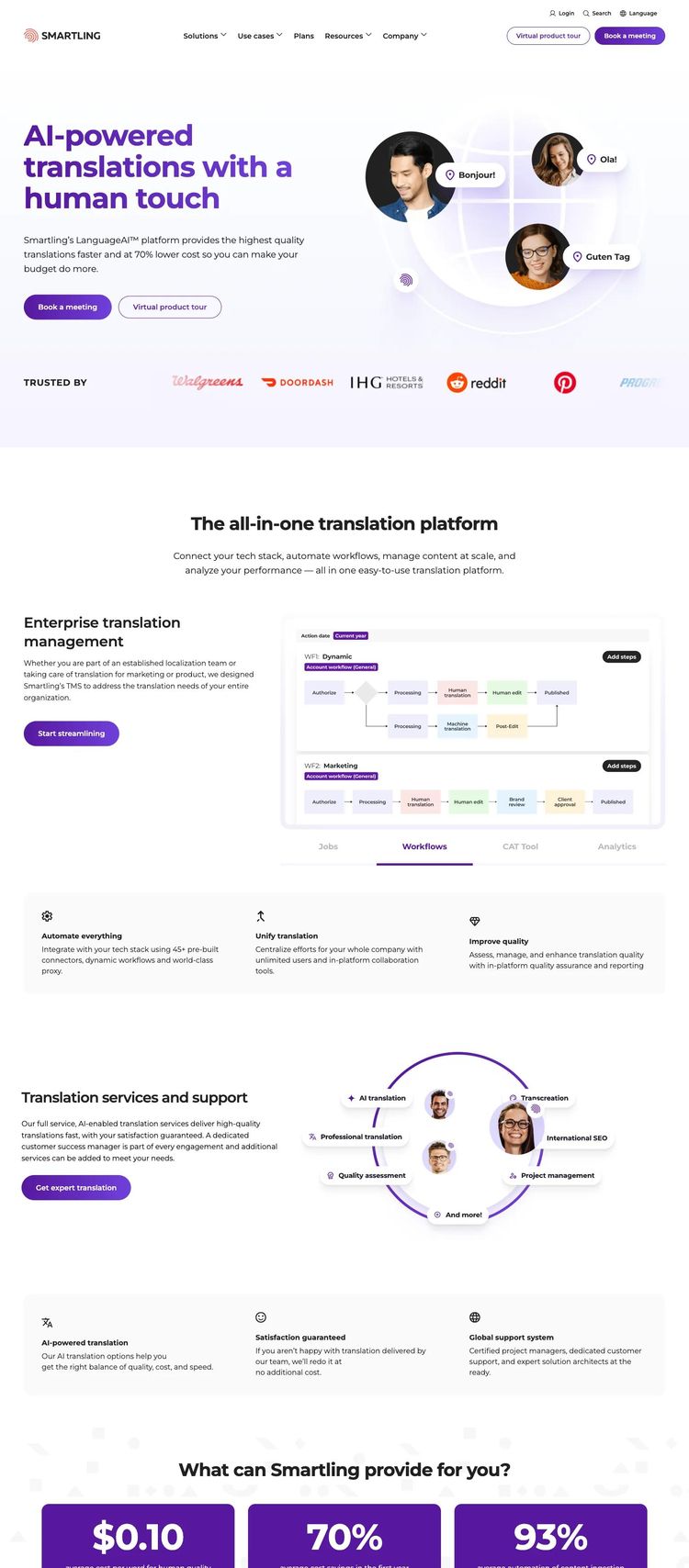 Screenshot 2 of Smartling (Example Squarespace Translation Services Website)
