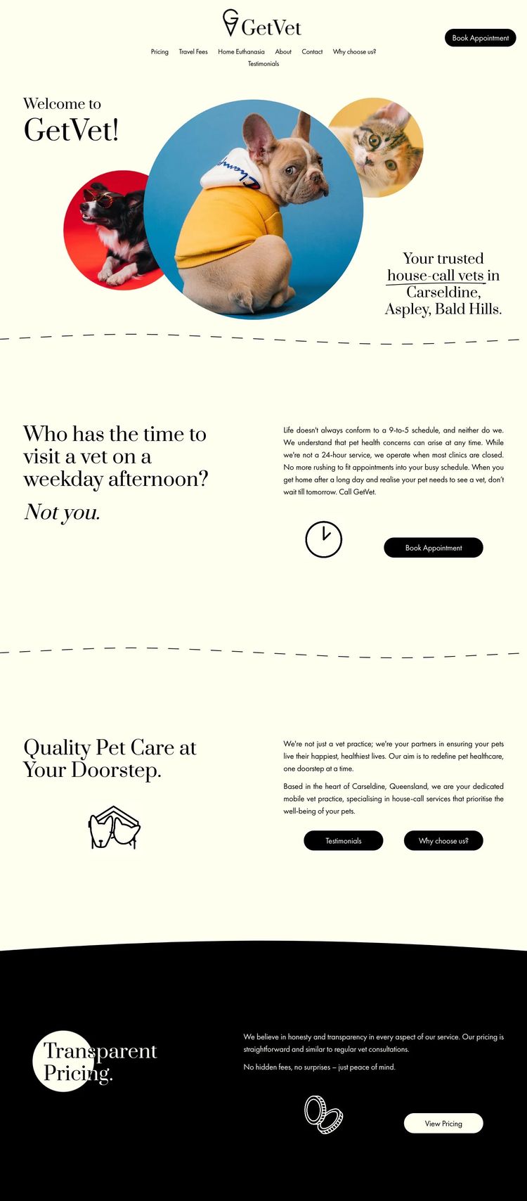 Screenshot 2 of GetVet (Example Squarespace Pet Services Website)
