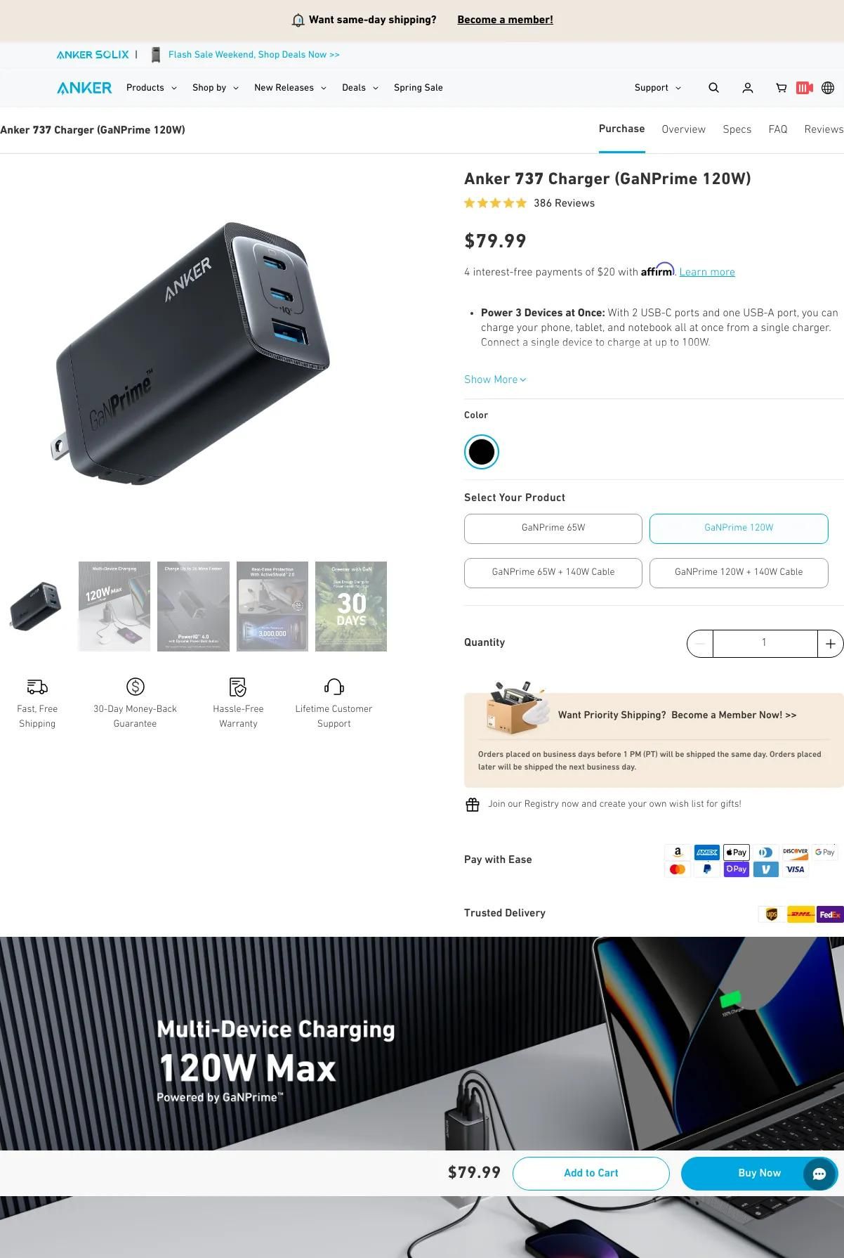 Screenshot 2 of Anker (Example Shopify Website)