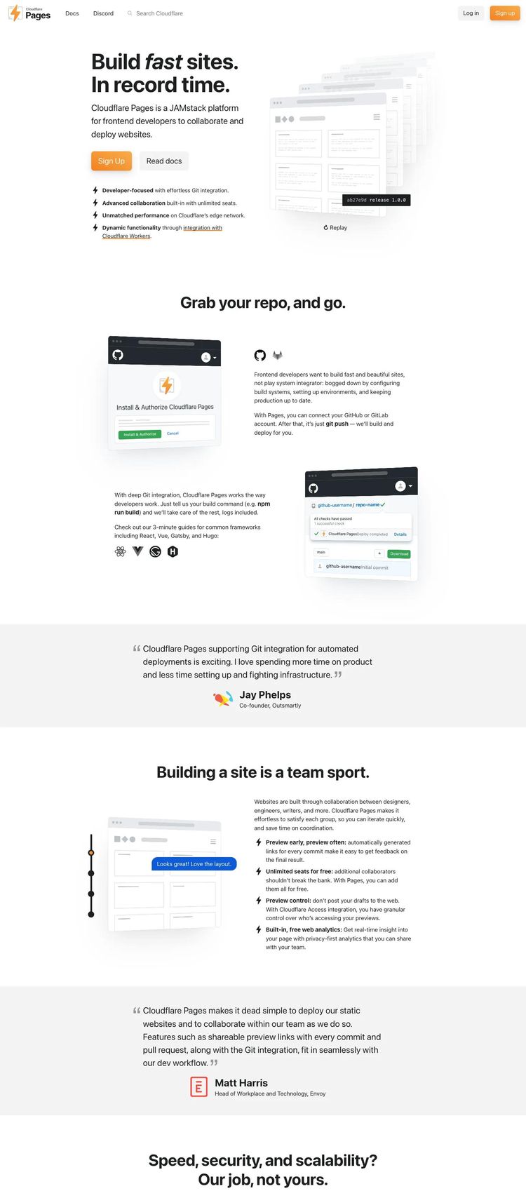 Screenshot 2 of Cloudflare Pages (Example Gatsby Developer Tools Website)