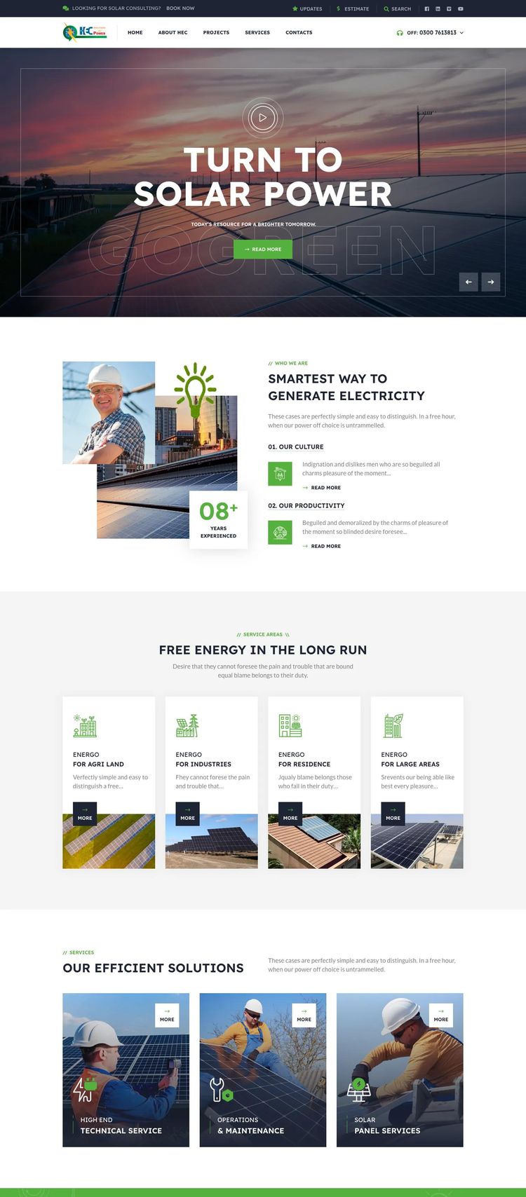 Screenshot 2 of HEC Powers (Example WordPress Solar Website)