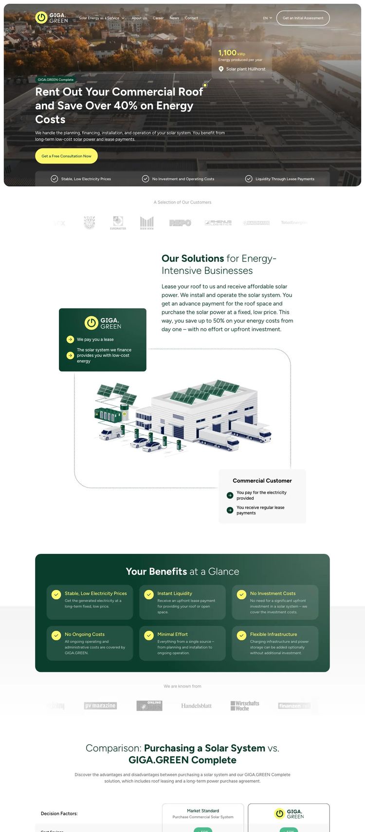 Screenshot 2 of GIGA.GREEN (Example Webflow Solar Website)