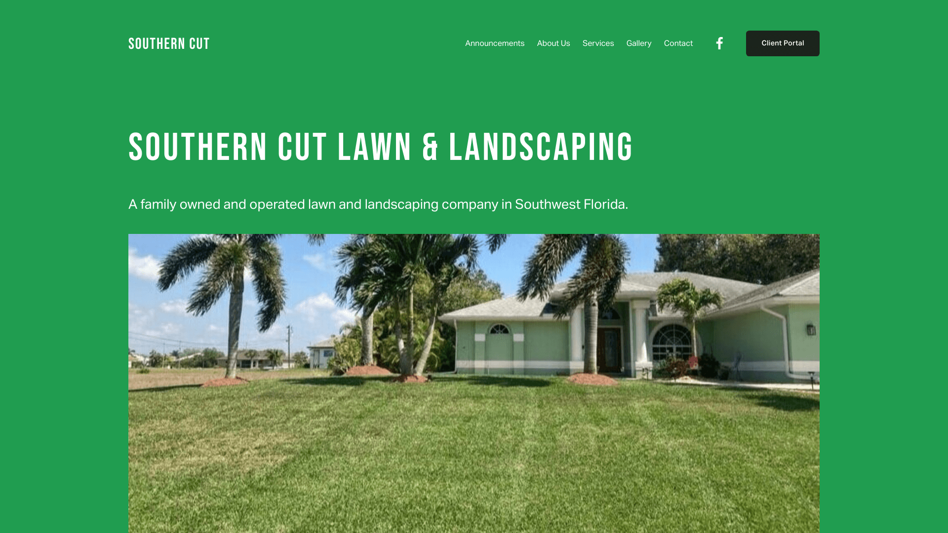 Screenshot of the Southern Cut Lawn & Landscaping website