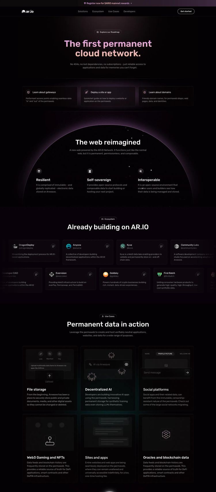 Screenshot 2 of ARIO (Example Framer Developer Tools Website)